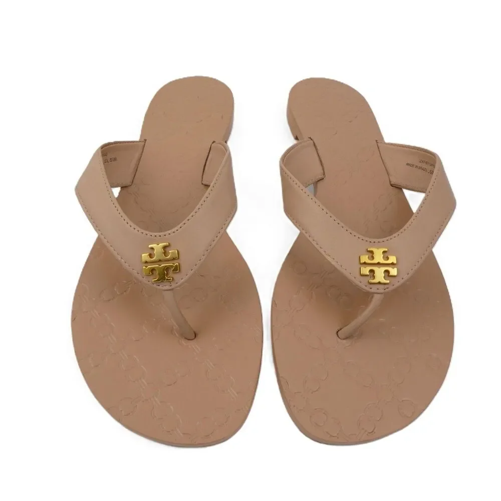 Tory Burch Monroe Women’s US 8.5 M Light Makeup Blush Leather Thong Sandals